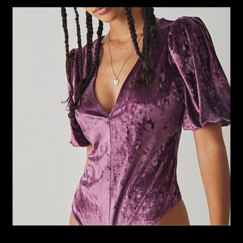 NWOT Free People Don’t You Wish Velvet Bodysuit
